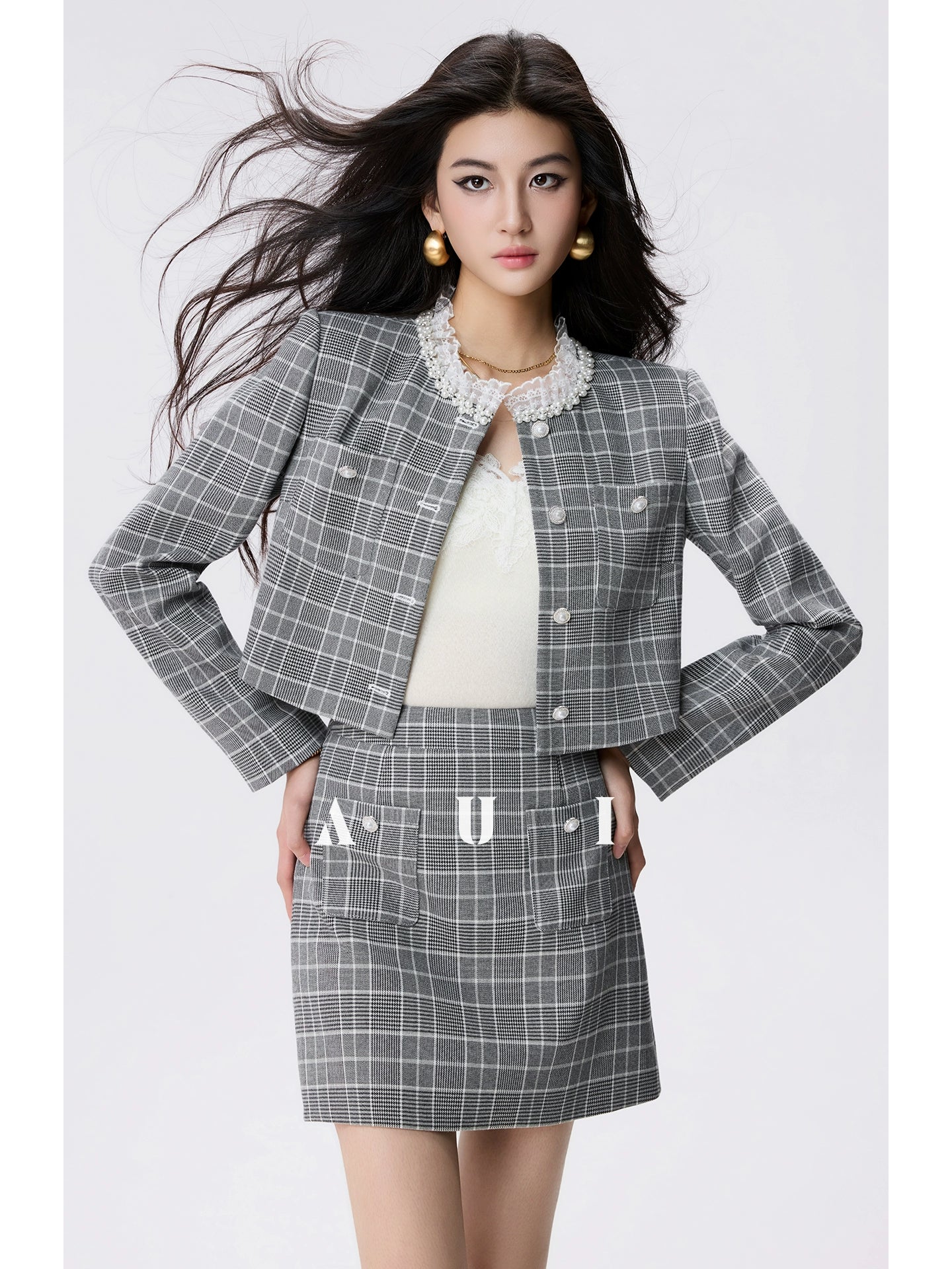 AUI Small Fragrance Style Suit Lace Jacket High-waisted Hip Two-Piece Skirt - Dal-Rae