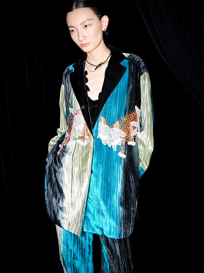 M essential Mackay designer hand-painted velvet tassel-embellished jacket pant set- Sanui.