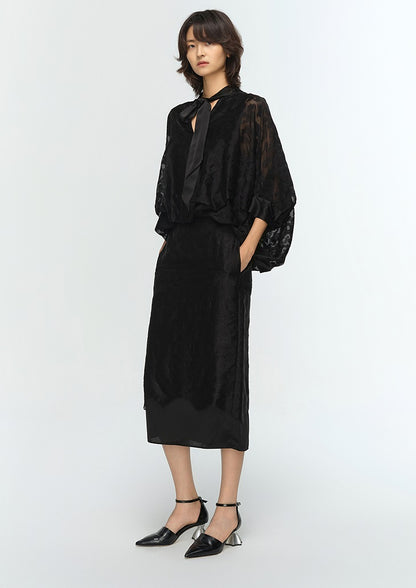 COMME MOI women's V-neck silk embroidered blouse top - TAMAR.