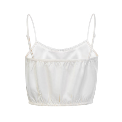 FAME Neckline Paneled Lace Suspender spaghetti sleeve Top - LOLA.