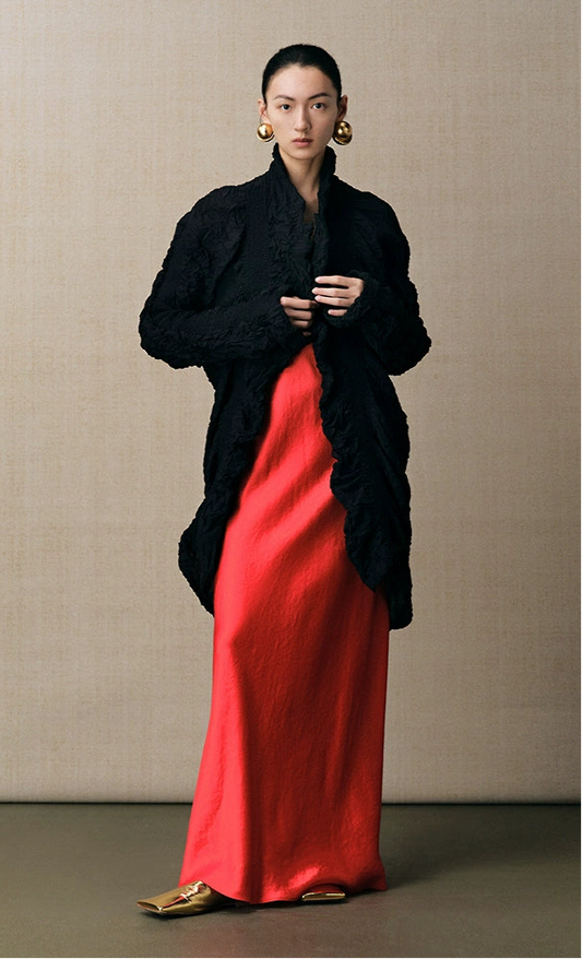 ZHUCHONGYUN light wrinkle buttoned black jacket-ROU.