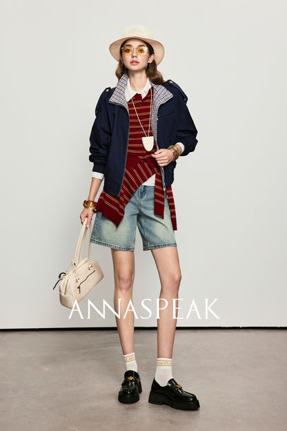 ANNASPEAK  denim Bermuda denim shorts-WAA.