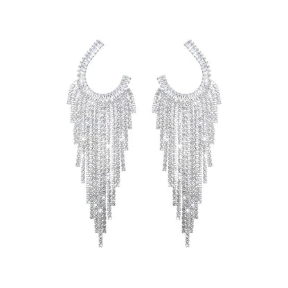 Wardrobes by Chen Luxury Light Crystal Diamond Tassel Earrings-Dudu