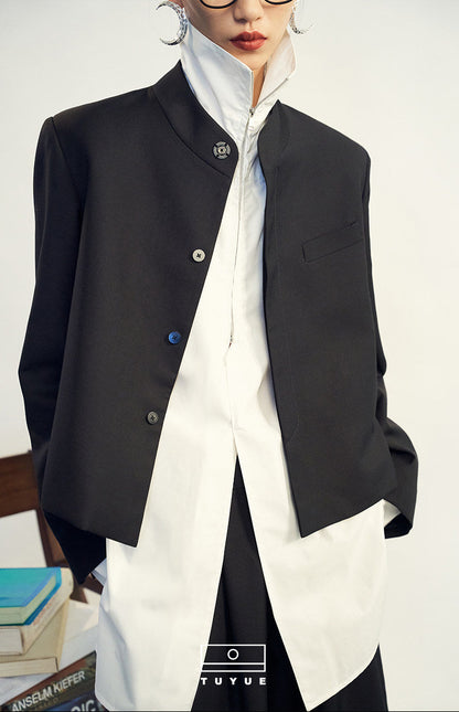 TUYUE elegant stand-up collar short casual jacket- KIM.