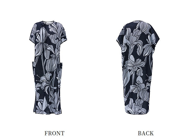 ZHUCHONGYUN Chinese diagonal placket black knit dress- NEZUKO.