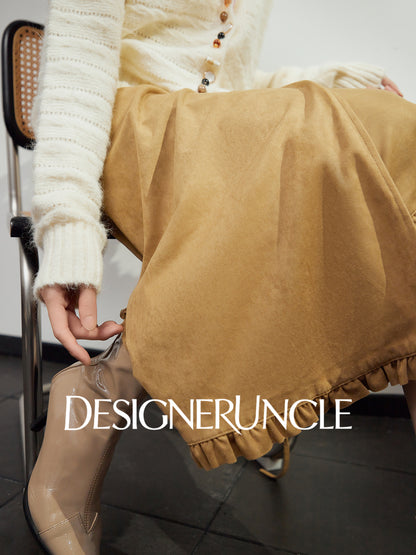 DGU "Golden Diamond" khaki high-waisted slimming commuting high-end skirt - Stephania.