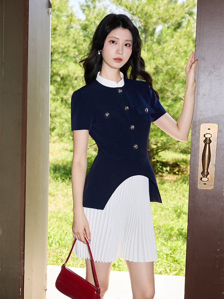 YES BY YESIR | Ye Qians  Artistic Patchwork Dress with Asymmetrical Hem  -DELILAH.