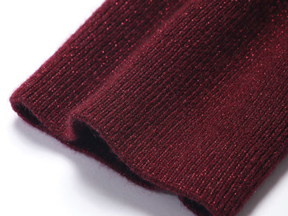 WANGXO | Luxury Wool Fixed Dyeing with Detachable Fox Fur Collar Knitted Top- JUNE.