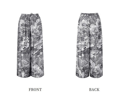 ZHUCHONGYUN bronzing fiber satin loose straight pants and top outfit set-SKYE.