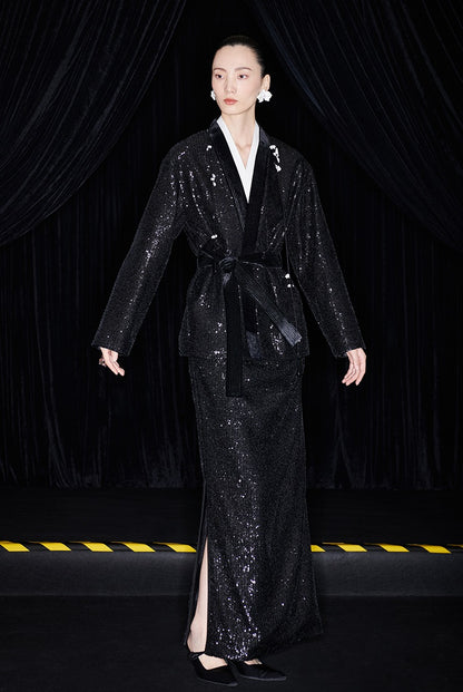 M essential Mackay designer Jingye embroidered fabric layered robe - STATE.