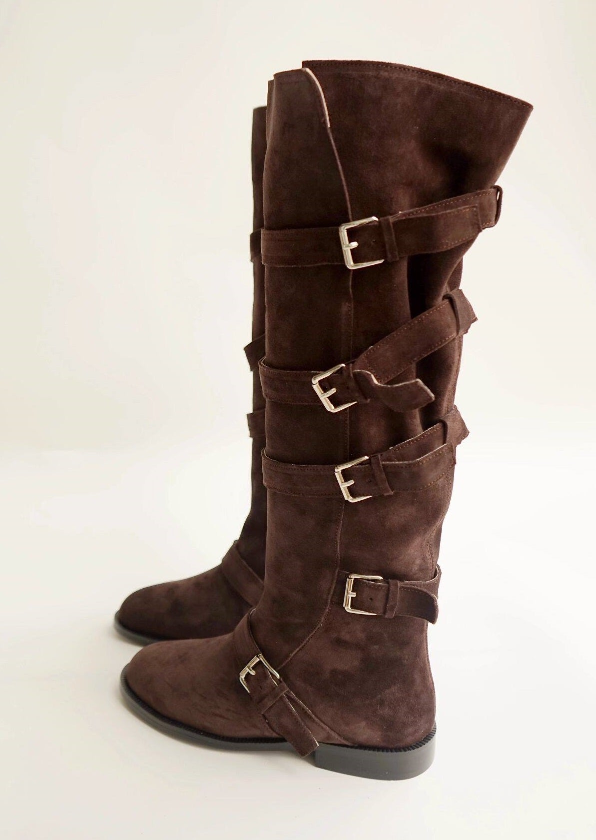 B-FEI belt buckle high-top leather women's fashion boots-YUTA.