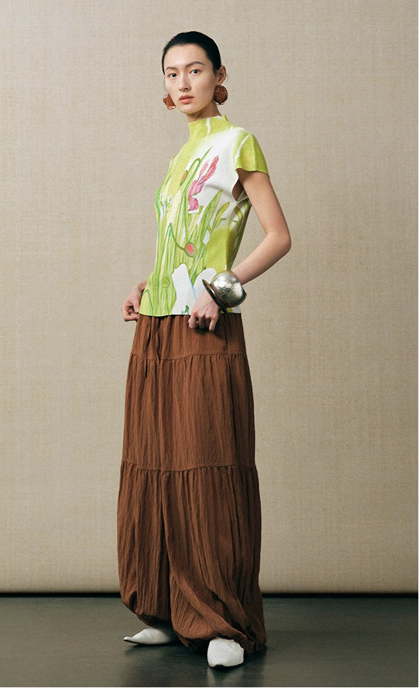 ZHUCHONGYUN flower language love paper printed short-sleeved knitted top--AUTIM.