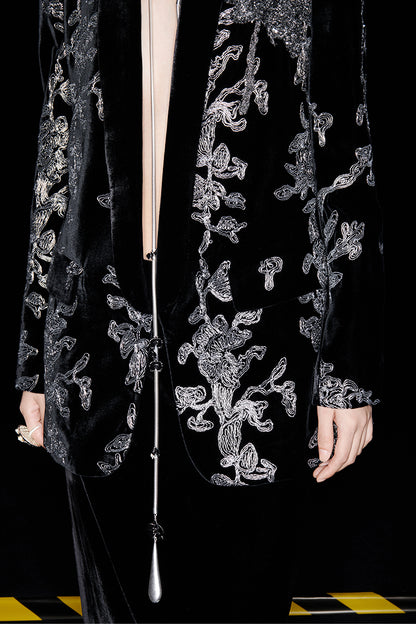 M essential Mackay designer iron orchid embroidered suit - Selima