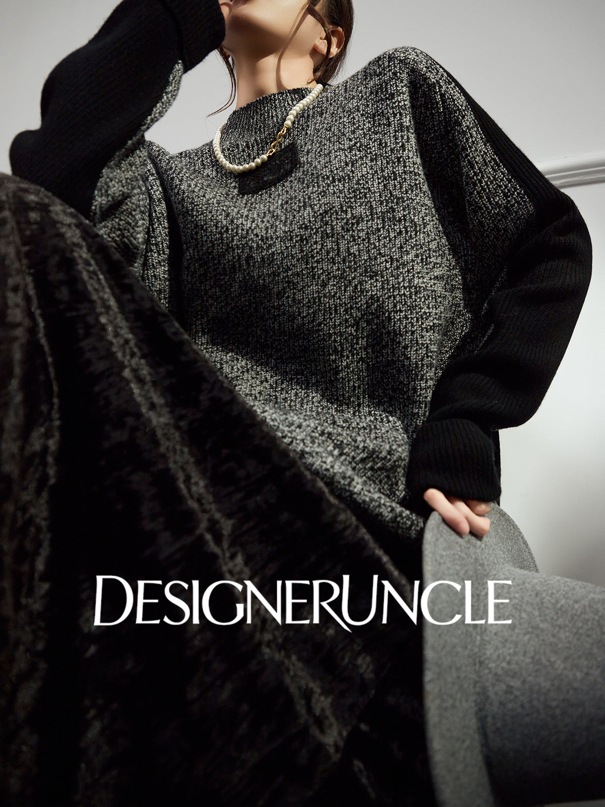 DGU "Night Weaving" Gray Sweater New Loose Lazy Style High-end Retro Versatile Jacket - Avery.