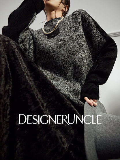 DGU "Night Weaving" Gray Sweater New Loose Lazy Style High-end Retro Versatile Jacket - Avery.