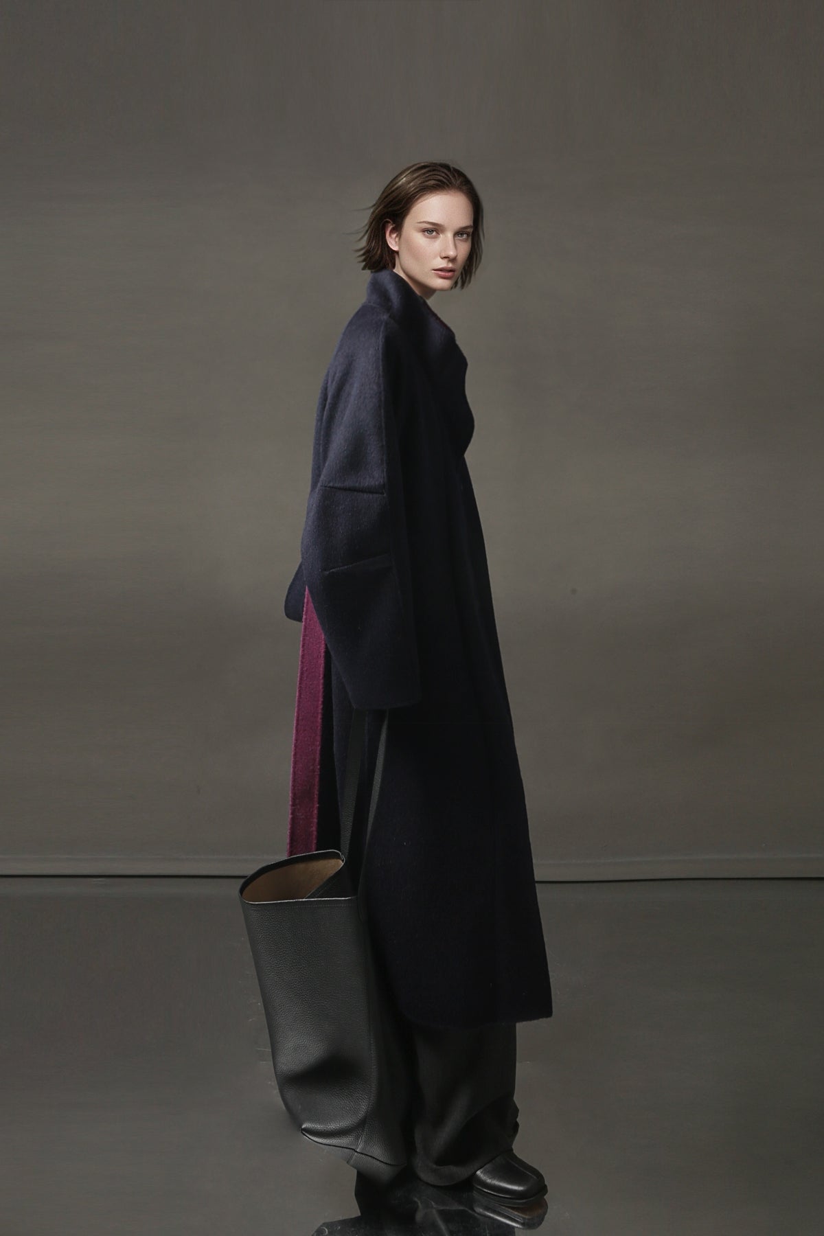 PIAOIN Women's Tweed Jacket Cashmere Long Coat-DAWN