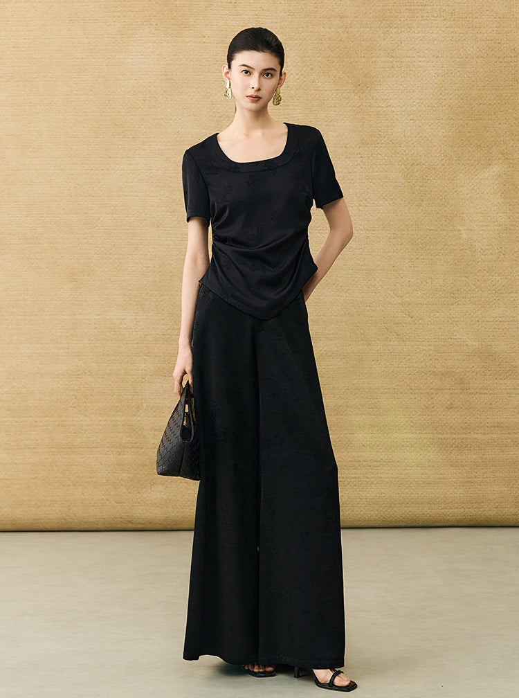 HECO Chinese Acetate Small Square Neck Short Sleeve Top- BEAK.