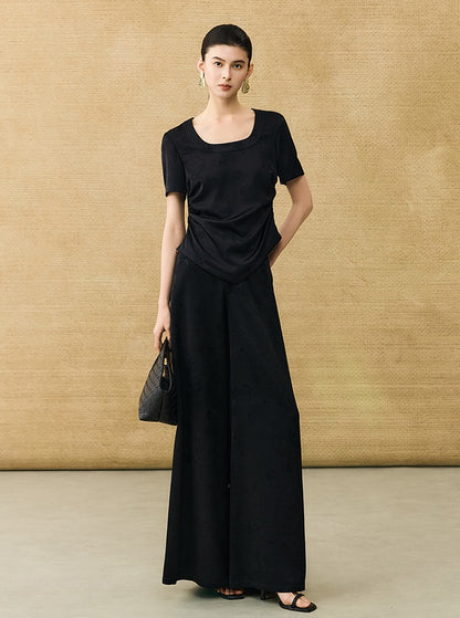 HECO Chinese Acetate Small Square Neck Short Sleeve Top- BEAK.