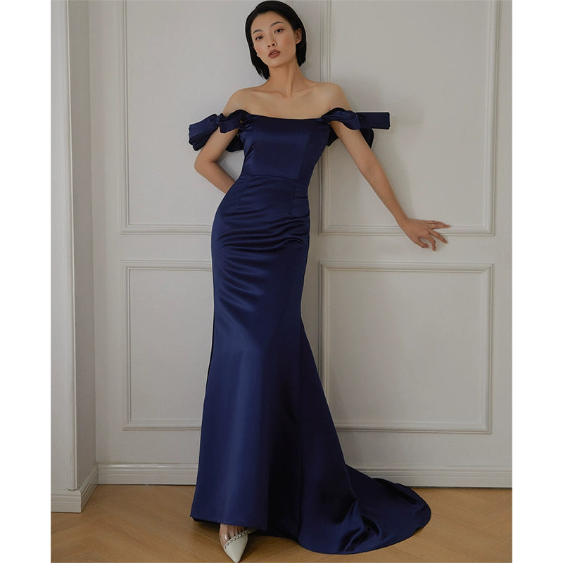 GOUDIN light luxury evening one-shoulder dress-XIM.