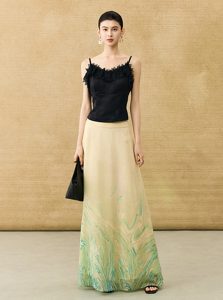 HECO Chinese Style Gradient Print Summer Temperament Charm Skirt - ZADE.