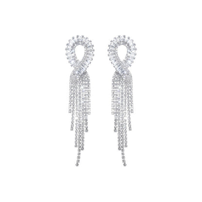 Wardrobes by Chen Luxury Light Crystal Diamond Tassel Earrings-Dudu