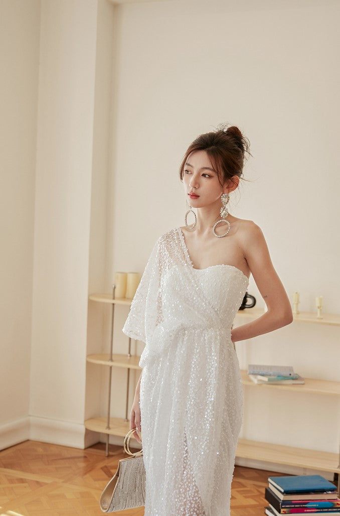 DOLLY Luxury Slant Collar Off Shoulder Sleeveless Long High Waist Resort Dress-ISLA