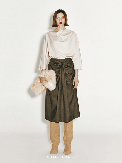 AtelierMissLu Fall/Winter 2024 faux fur geometric trapezoidal Wristbag - MAURICE