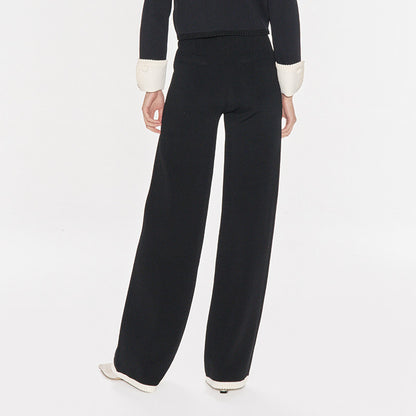 FAME elegant hand-hooked lace high-waisted black knitted trousers - RICHARD