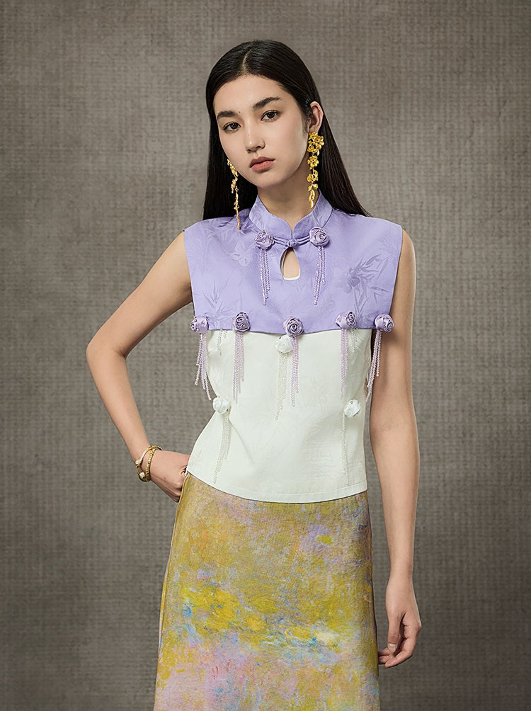 HECO Rose Crystal Tassel Shawl Women's Top - SURROUND.