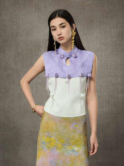 HECO Rose Crystal Tassel Shawl Women's Top - SURROUND.