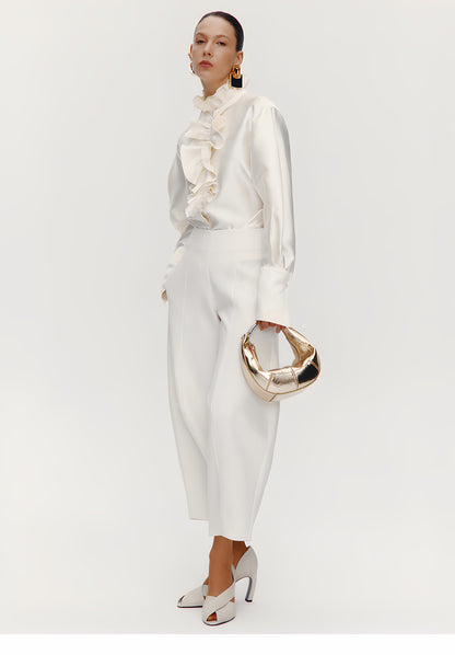 ATELIER MISS LU Court Wind Pleated Design Shirt Top - SUTH