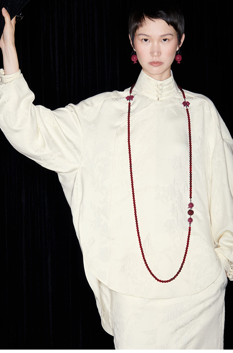 M essential Mackay designer cream collar silhouette shirt skirt - kans.