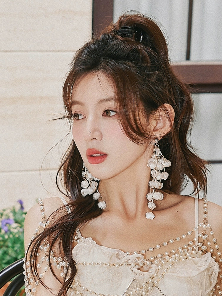 DOLLY Luxury Palace Style Flower Bud Tassel Chic Earrings-DALAL