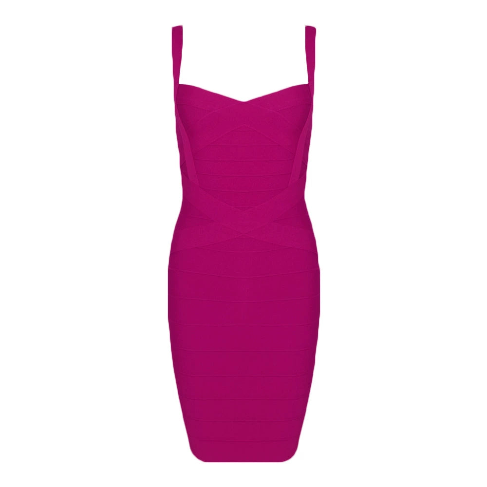 DOLLY Elegant V-Neck Sleeveless High Waist Knitted Midi Suspender Dress-PUNA