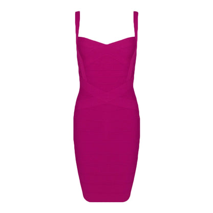 DOLLY Elegant V-Neck Sleeveless High Waist Knitted Midi Suspender Dress-PUNA