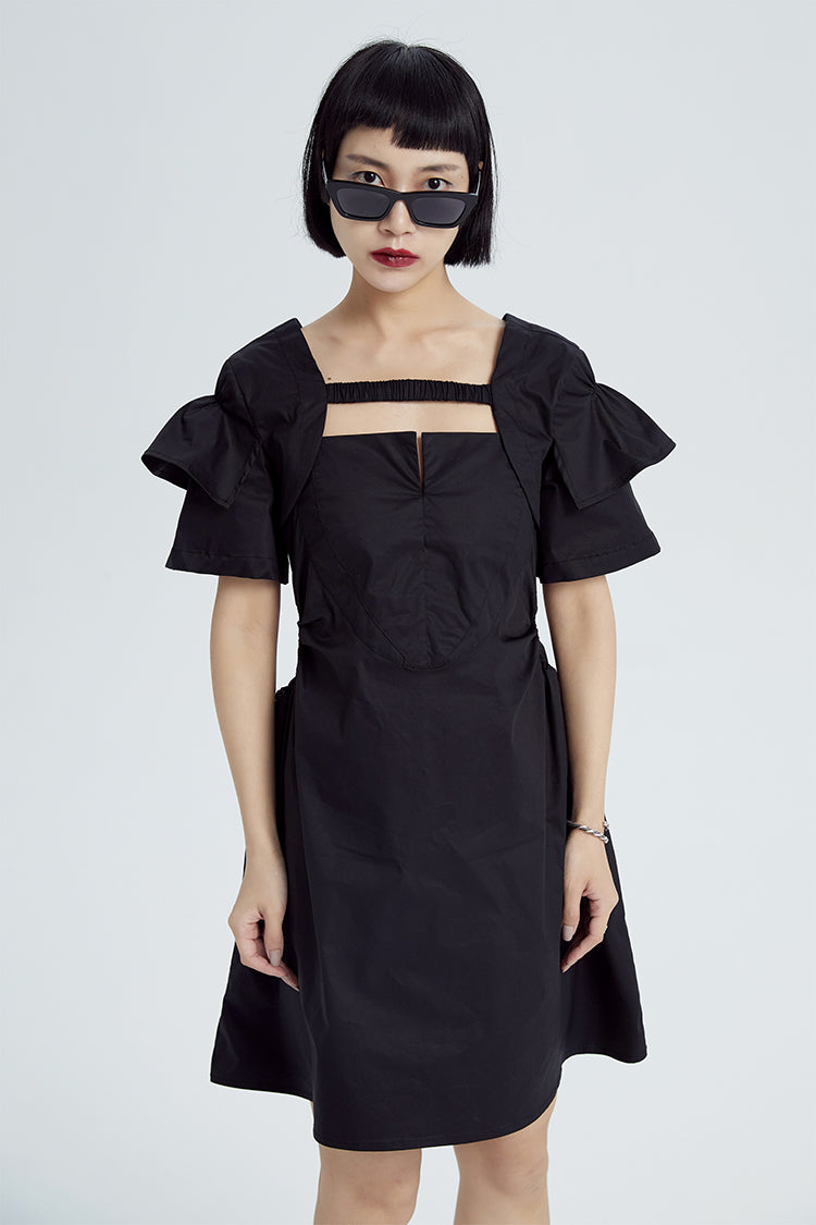 TINY IN double-sleeved vest two-piece women's two wear black Top-LIGHT