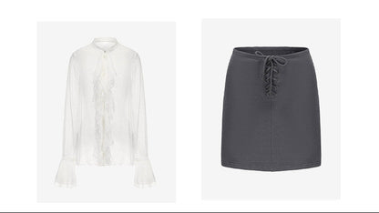ATELIER MISS LU  Fall/Winter Court Style Flowing Sheer Mulberry Silk Top - MARY