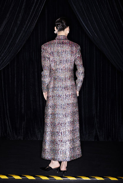 M essential Mackay designer Radiant Night Embroidered Slim Side Dress - TRIBE.