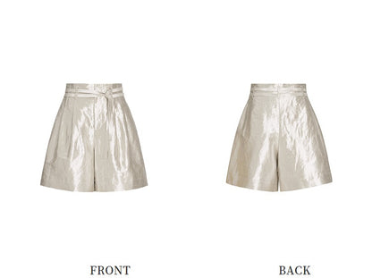 ZHUCHONGYUN silver drawstring three-point shorts--YAIBA.