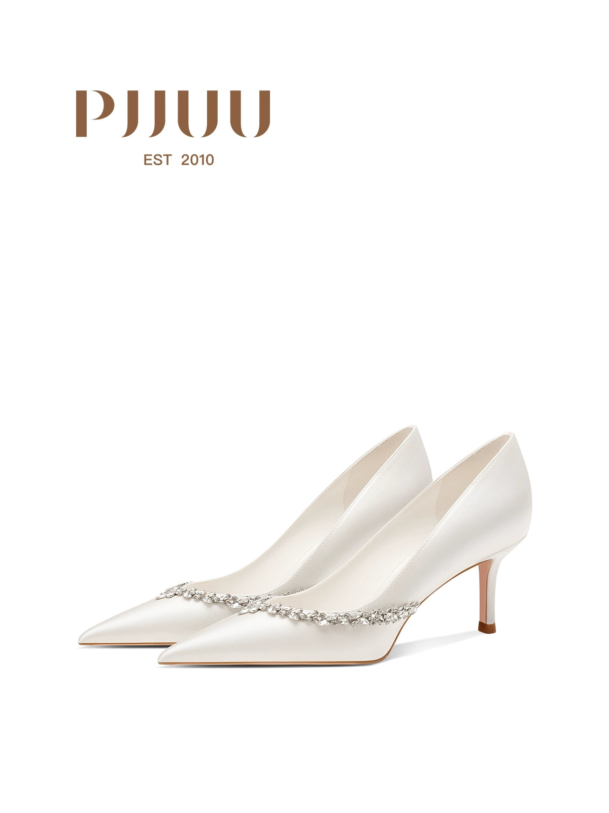 PJJUU white satin French high heel shoes  - FAITH.