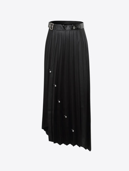 COMME MOI Lv Yan designer women's beaded triacetate commuter skirt - WILLOW.