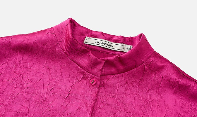 ZHUCHONGYUN oriental Chinese stand-up collar straight silhouette shirt--LOBEL.