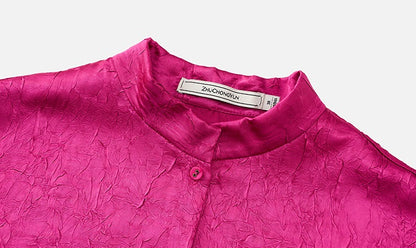 ZHUCHONGYUN oriental Chinese stand-up collar straight silhouette shirt--LOBEL.