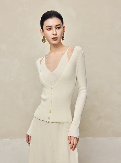 HECO Two Layered Knitted Long Sleeve Tops for Women - LIFE.