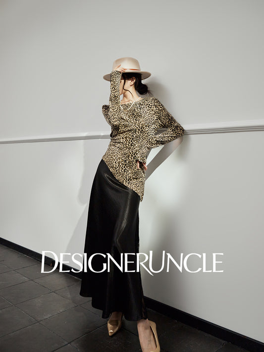 DGU|Leopard Shadow" leopard print knitted sweater new design niche slim temperament top - Antonio.