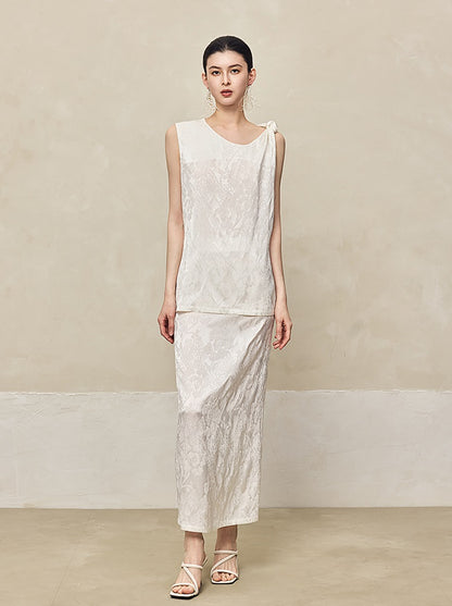 HECO Jacquard Acetic One-sided Kink White Red Black Top Woman - GOSPEL.