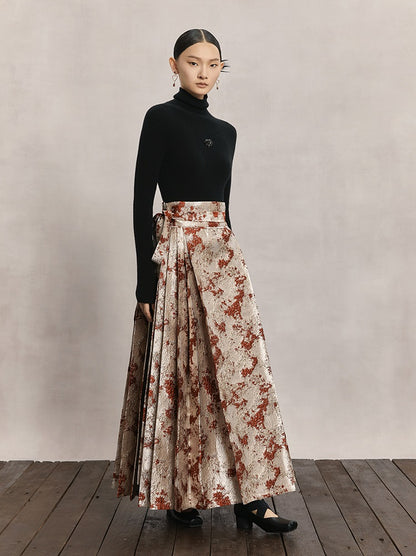 HECO Red Horse Face High Waisted Long Hanfu Skirt - offer.