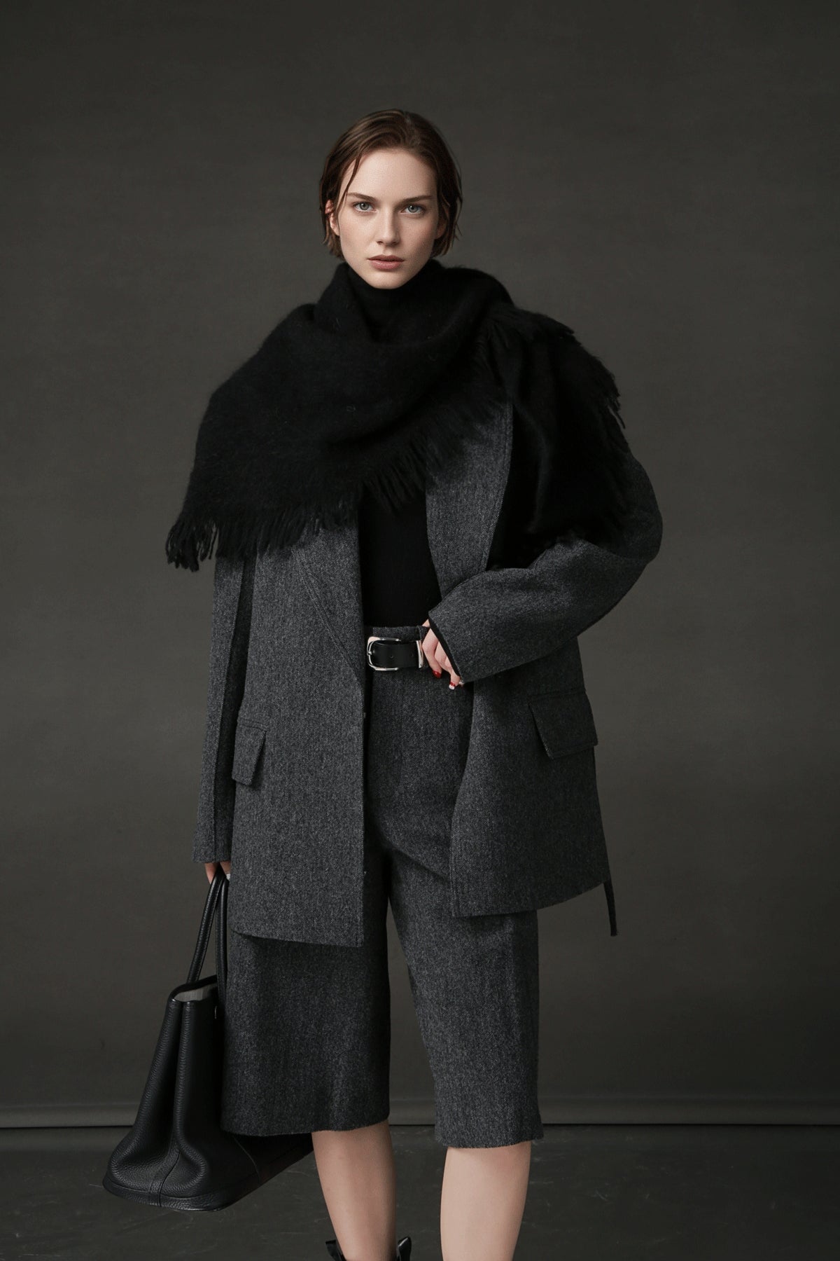 PIAOIN Vintage Literary Tweed Suit Shorts Versatile Commuter Pants LEX