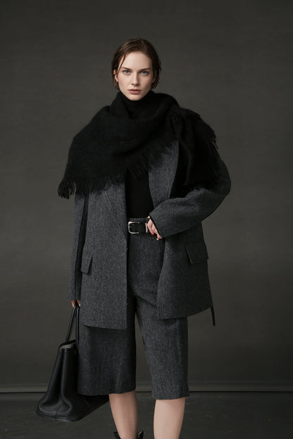 PIAOIN Vintage Literary Tweed Suit Shorts Versatile Commuter Pants LEX