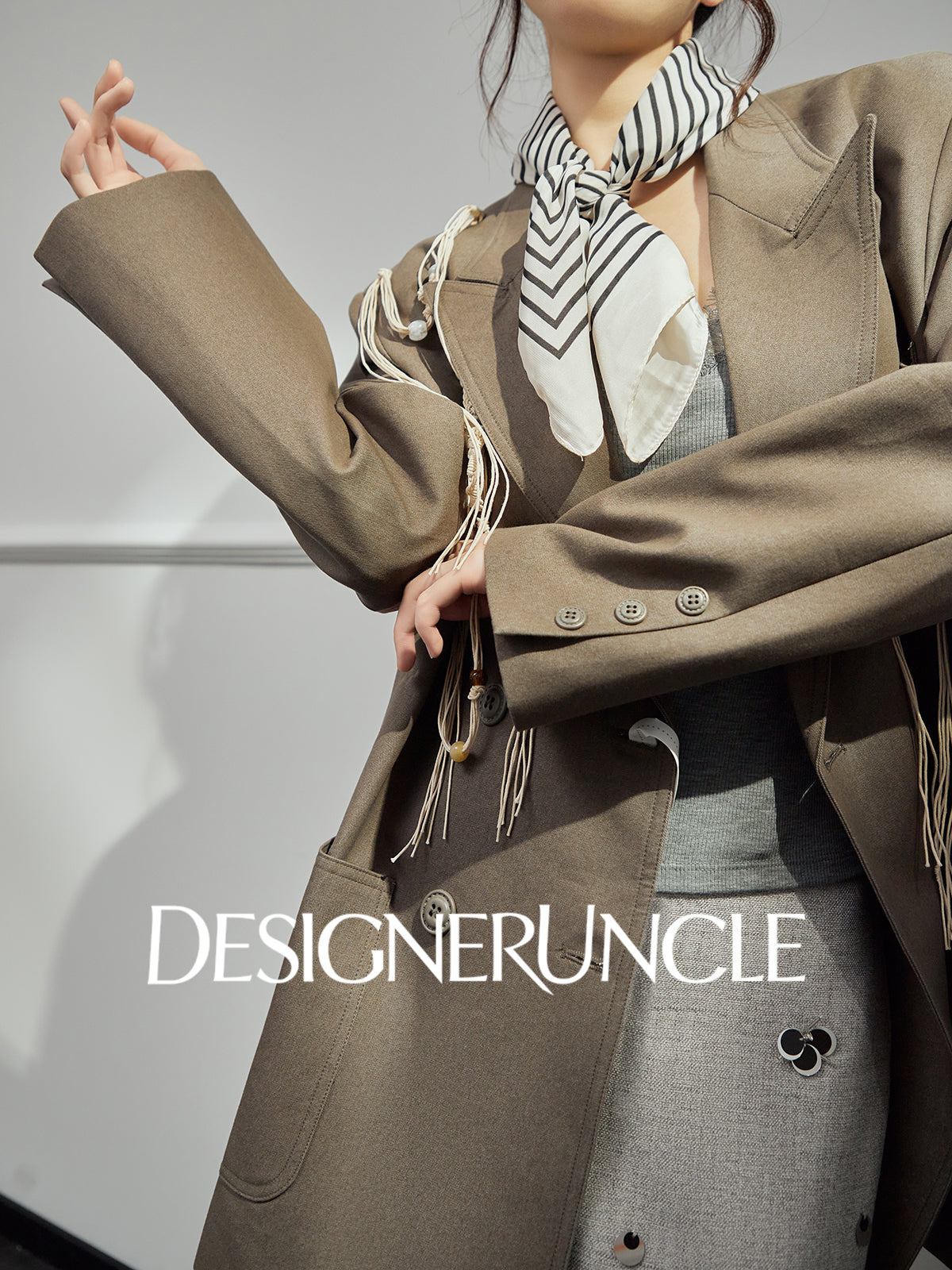 DGU "Sugu" khaki short jacket new commuter versatile small fragrant blazer - Felix.